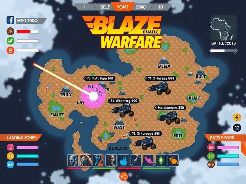 Blaze Warfare map and character selection screen